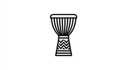 Line art depiction of a goblet-shaped drum with vertical lines on the body and a chevron pattern on the base
