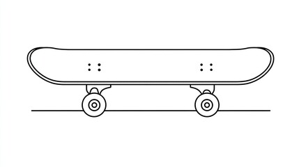 Simple line drawing of a skateboard