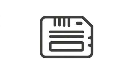 Simple, outline graphic of a memory card.  Dark gray line art depicts a rectangular memory card, showing its typical form factor and internal structure with