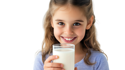 young girl with milk