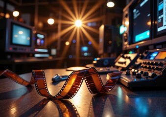 Cinematic vibe: vintage film reel and editing studio aesthetic for creative video projects
