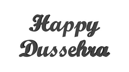 Happy Dussehra greeting in dark gray cursive script on white background, modern and elegant festive typography design for Vijayadashami celebration