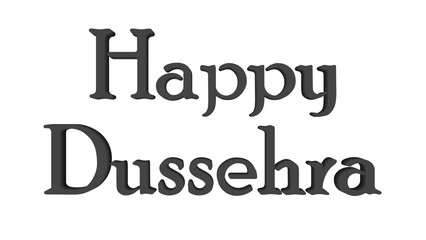 Happy Dussehra greeting with clean black serif font, simple festive typography design for Indian Hindu festival Vijayadashami celebration