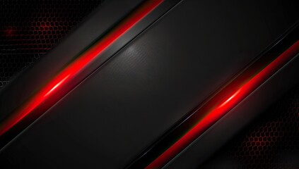 Abstract dark background with diagonal metallic stripes and red glowing accents, set against a textured hexagonal pattern