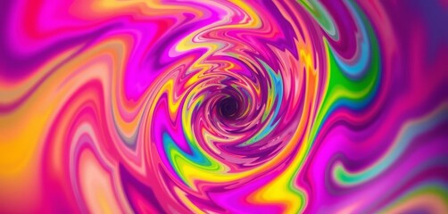 Abstract swirling vortex of vibrant, multicolored hues creating a hypnotic spiral effect, lines, flow