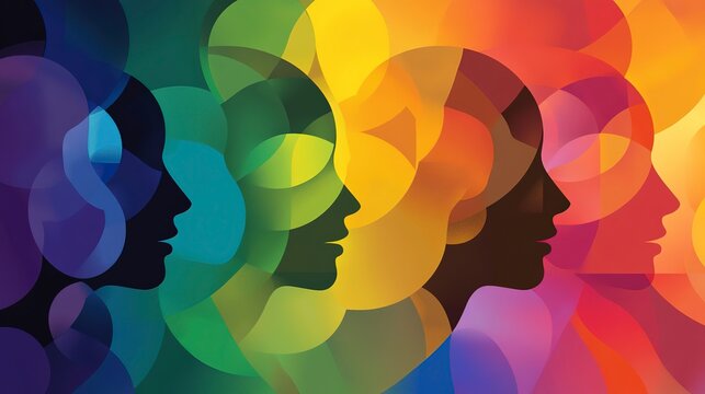 Colorful abstract representation of gender diversity showcasing a vibrant spectrum of identities and expressions