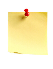 Yellow Sticky Note with Red Push Pin, Curled Bottom