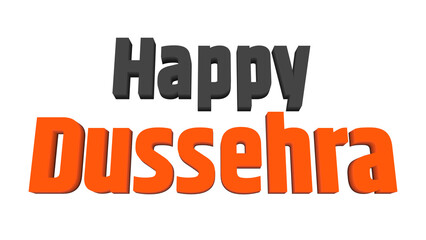 Happy Dussehra festival greeting bold black and orange 3D text style on isolated transparent background, Vijayadashami wishes, Hindu celebration