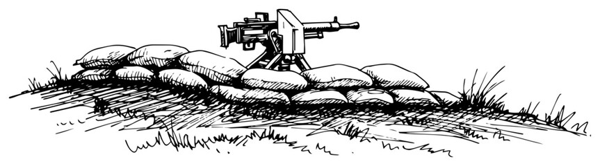 Machine Gun Emplacement on Sandbags Sketch © Mago