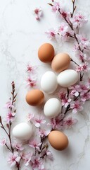 Easter Eggs and Delicate Cherry Blossoms Spring Celebration.