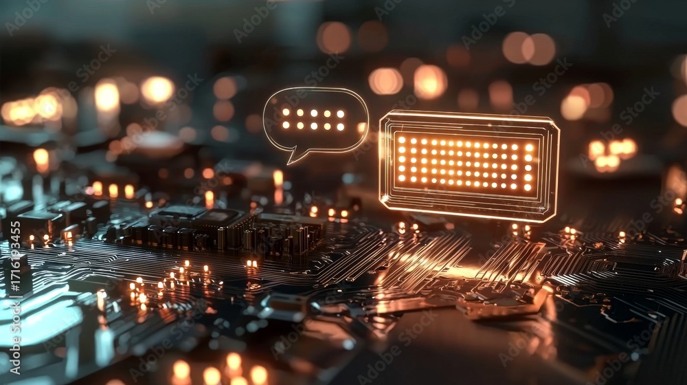 Aufkleber ai cpu with speech bubble representation