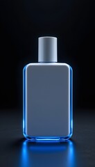 Illuminated Perfume Bottle: A sleek, modern perfume bottle glows against a dark backdrop, exuding elegance and sophistication, inviting the viewer to envision a world of fragrance.