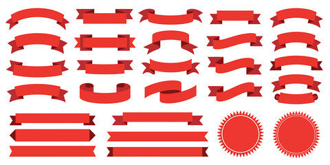 Red Ribbon Banners and Badges A Collection of Design Elements