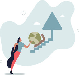 Global economic slowdown, world GDP growth decline or sluggish, recession or growth slowing down concept.life and employment of people.