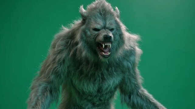 Halloween scary werewolf isolated on a green screen background