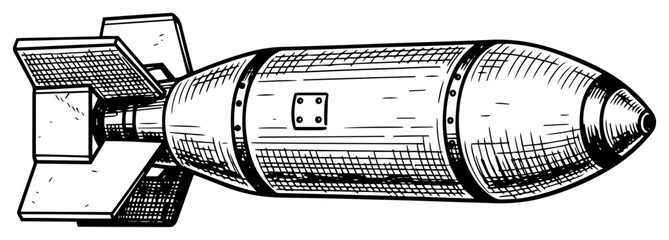 Vintage Aerial Bomb in a Hand Drawn Style