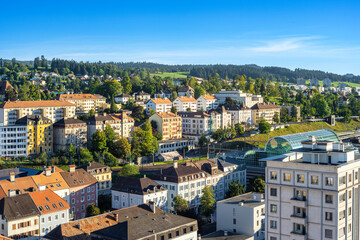 Towncape of La Chaux-de-Fonds, Switzerland. World center of watchmaking, UNESCO site.