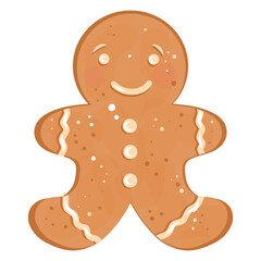 Obraz premium Gingerbread Man Cookie, Iced Gingerman Illustration, Holiday Cookie Figure