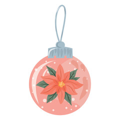 Poinsettia Bauble Illustration, Floral Christmas, Holiday Flower Bauble