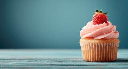 Pink frosted cupcake with strawberry (7)