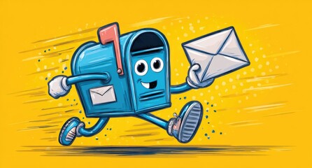 Cartoon mailbox running with letter (3)