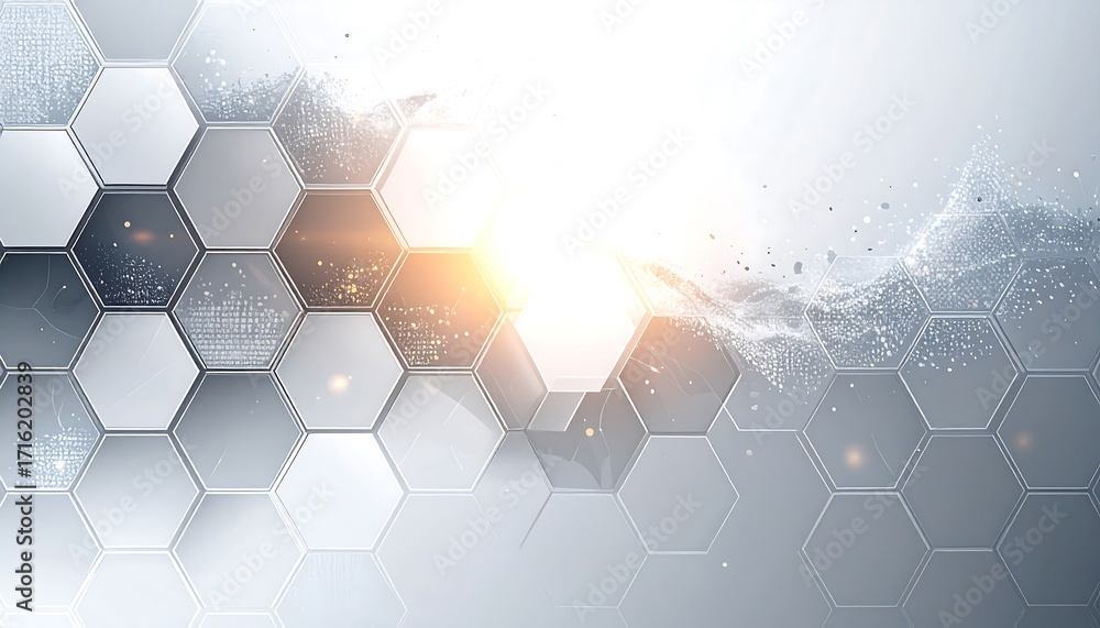 Wall mural abstract technology background with hexagon pattern