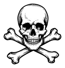 Vintage Hand Drawn Skull and Crossbones Jolly Roger Symbol
