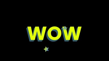 Animated of Bold colorful typography with the word WOW in gradient rainbow, soft shadow, and tiny stars. Perfect for eye-catching branding, promotions, and festive or celebratory visuals. - Powered by Adobe