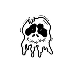 cartoon skull by hand draw. halloween ghost. on transparent background