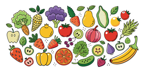 Vibrant assortment of fresh fruits and vegetables collection healthy food organic produce
