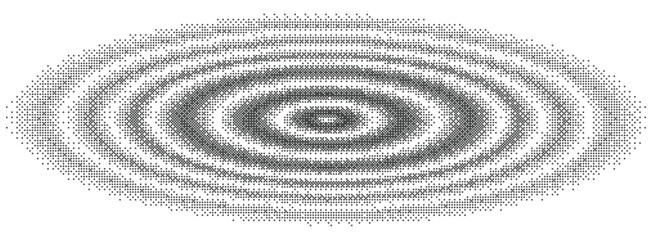 Pixelated bitmap gradient texture ripple circle. Retro pixel art sound wave. Vector illustration