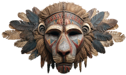 Tribal lion mask, intricate design