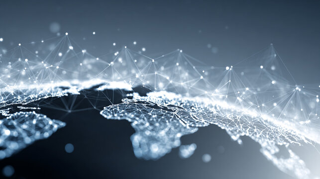 Global network connection abstract world map digital technology background