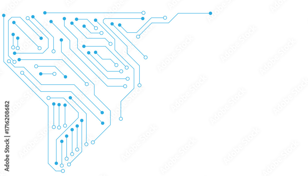 Poster technology blue circuit diagram on white background. high-tech circuit board connection system.vecto