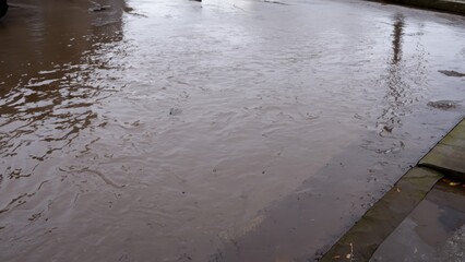 Flooded Street in Urban Area