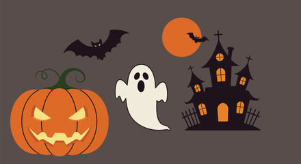 Flat Vector Halloween 2025 Minimal Icons Pack