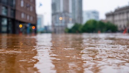 Fototapeta premium Flooded Street in Urban Area