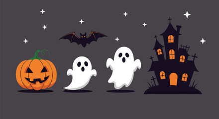 Flat Vector Halloween 2025 Minimal Icons Pack