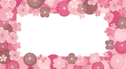 Pink Floral Frame with Cherry Blossom Pattern Decorative Border for Invitations and Greeting Cards