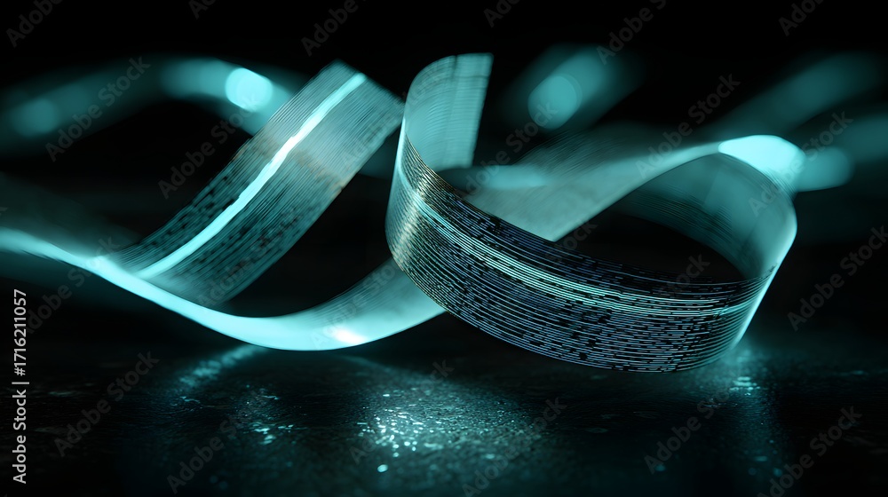 Poster abstract glowing ribbon with a futuristic design, creating a mesmerizing and dynamic visual experien