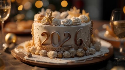 New Year cake with 2026 decorations