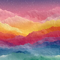 Layered mountain range with starry sky abstract background