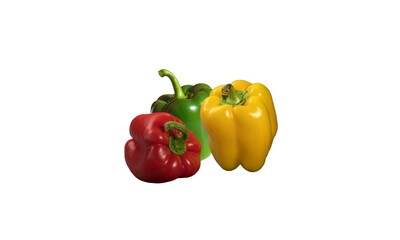 Bulgarian Bell Pepper Mix Red Green Yellow Paprika Isolated on White Background. Sweet Colorful Bell Pepper Paprika Isolated