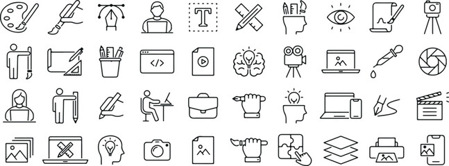 typography line icons, design outline pack, font doodle artwork, creative designer icons, text vector minimal, tools for design line, graphic sketch pack, cartoon artwork icons, office graphic artwork