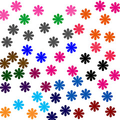 A vibrant seamless pattern with a set of colorful flowers and stars for a floral design