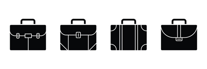 Vector black briefcase icons set on white background . Briefcase icons set. suitcase sign and symbol. luggage symbol. eps 10
