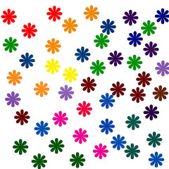 A colorful seamless floral pattern illustration with a set of decorative flowers and snowflakes