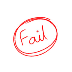Hand drawn with red marker fail word in a circle, fail grading sign on transparent background 