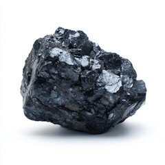 Obraz premium The Raw Power of Coal: An isolated, up-close shot of a lump of coal, showcasing its dark, textured surface and raw, untamed energy.