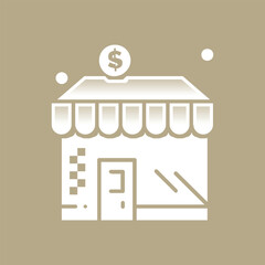 Elegant store icon illustration symbolizing retail business and local commerce investment opportunity